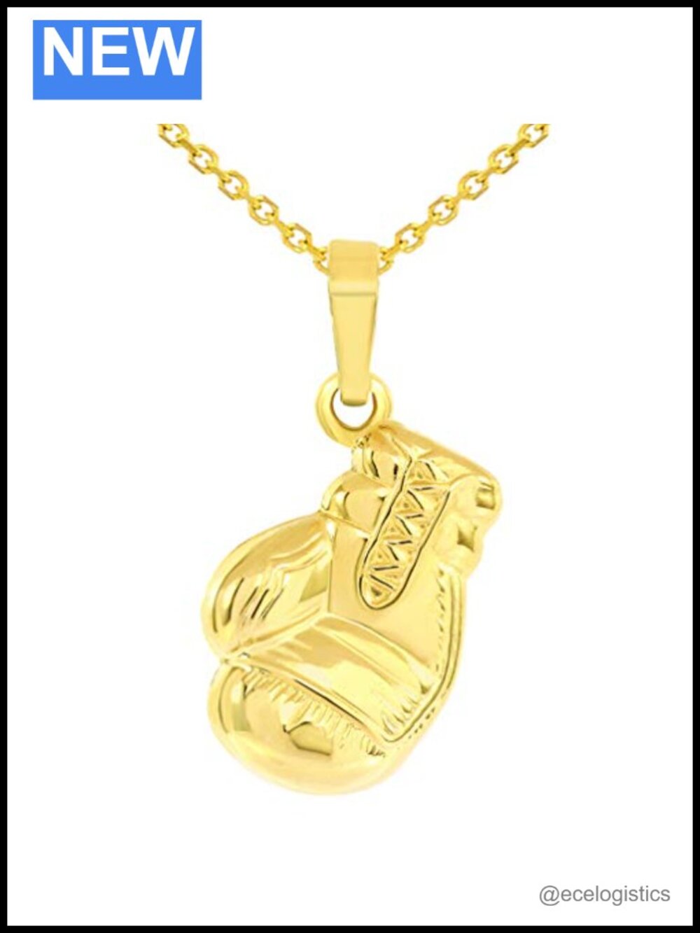 14k Yellow Gold Boxing Glove Charm Pendant Necklace